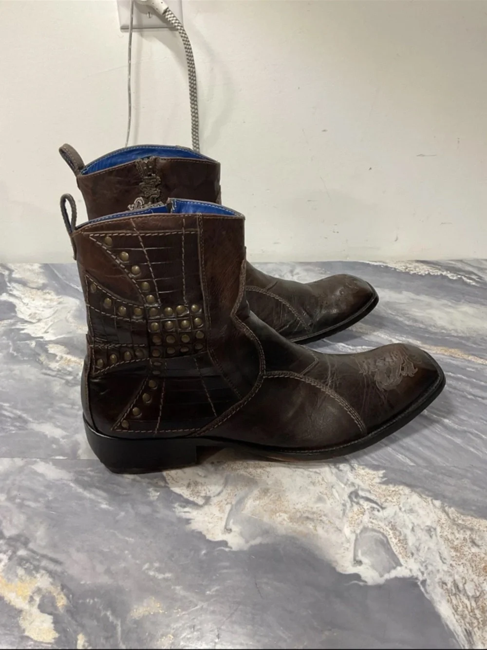 Mark Nason Zipper Leather Dragon Boots Made in Italy size 11 - Picture 3 of 13